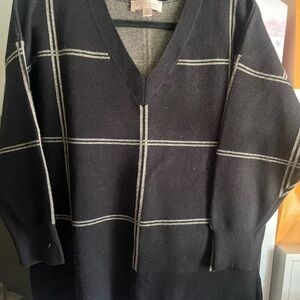 Philosophy Black and White V-Neck Sweater with Stripes